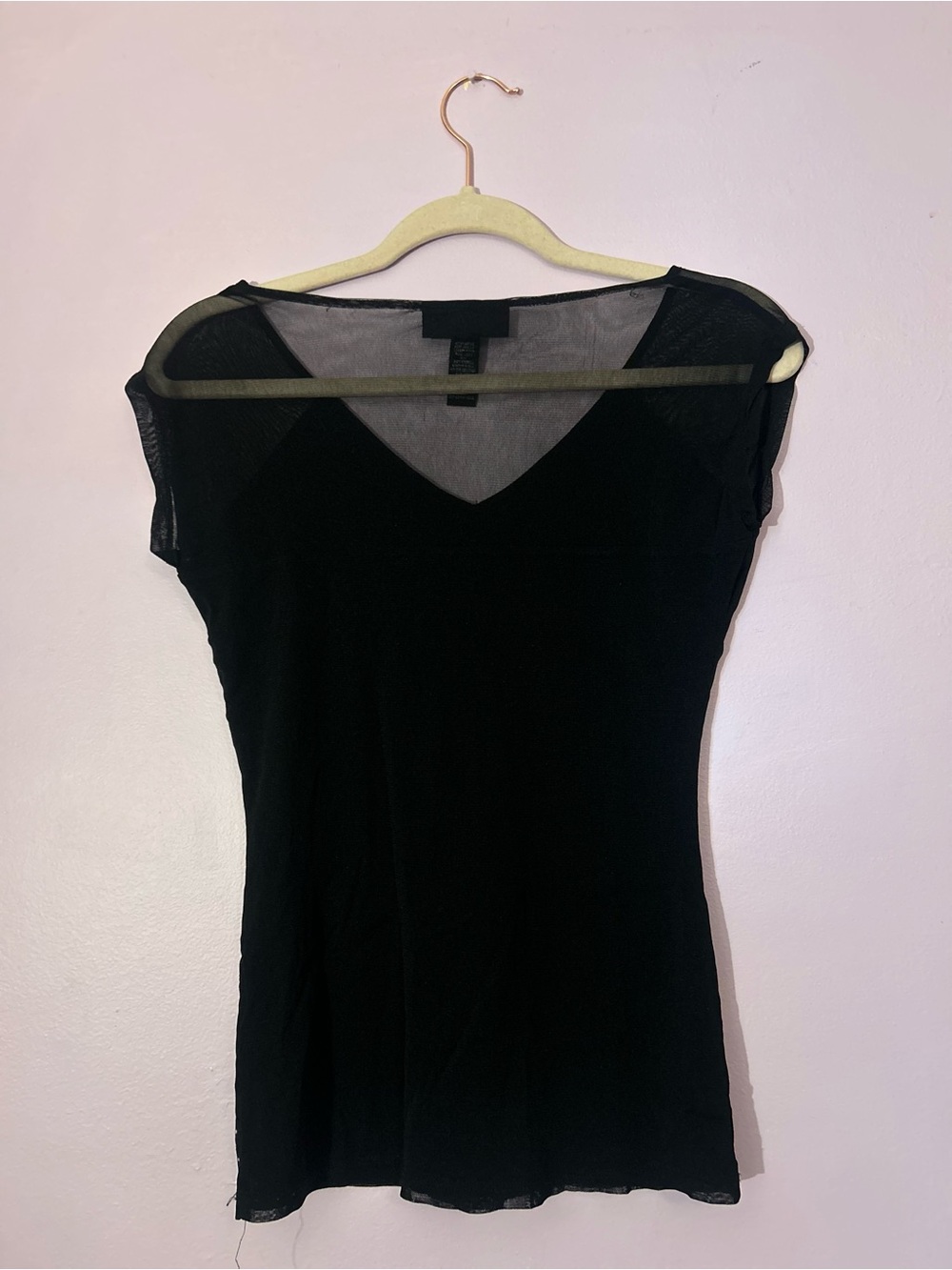 INC International Concepts Black Studded Mesh V-Neck Top - Picture 4 of 5